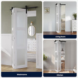 72in x 84in Bifold Barn Door, Frosted Glass Barn Door with Hardware Kit Included, Pre-Drilled Holes 