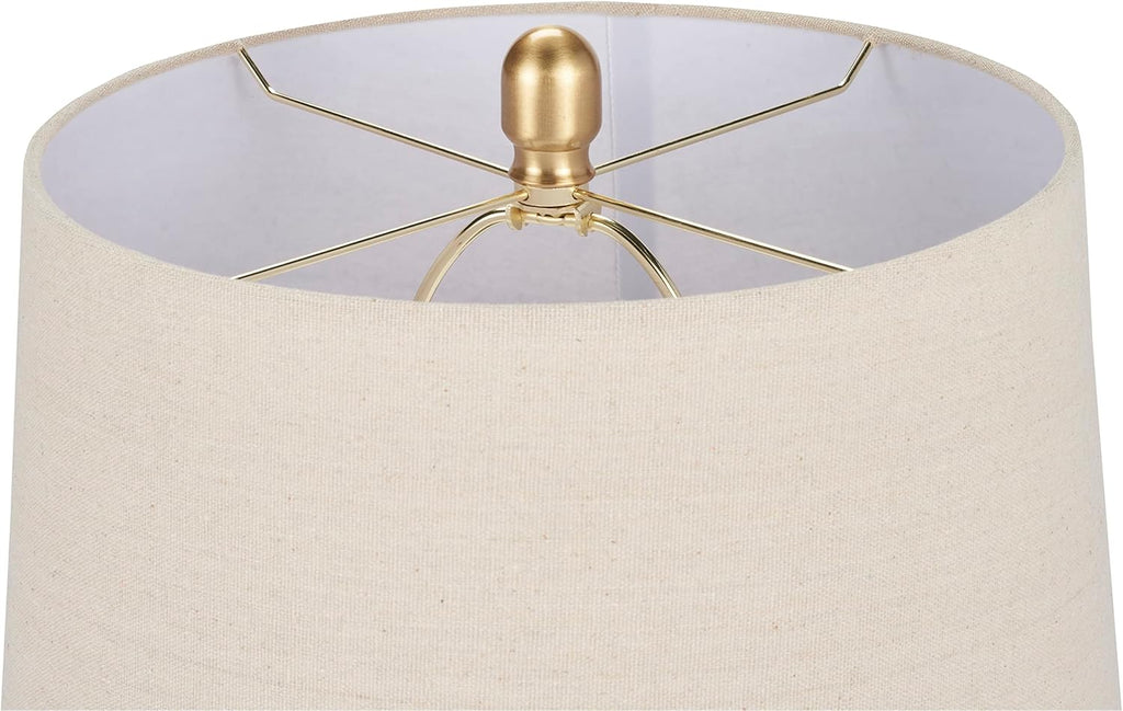 Home 23" Greyish Brown Earth Tone Rustic Farmhouse Ceramic Table Lamp, Dining, Office, with Beige Linen Shade