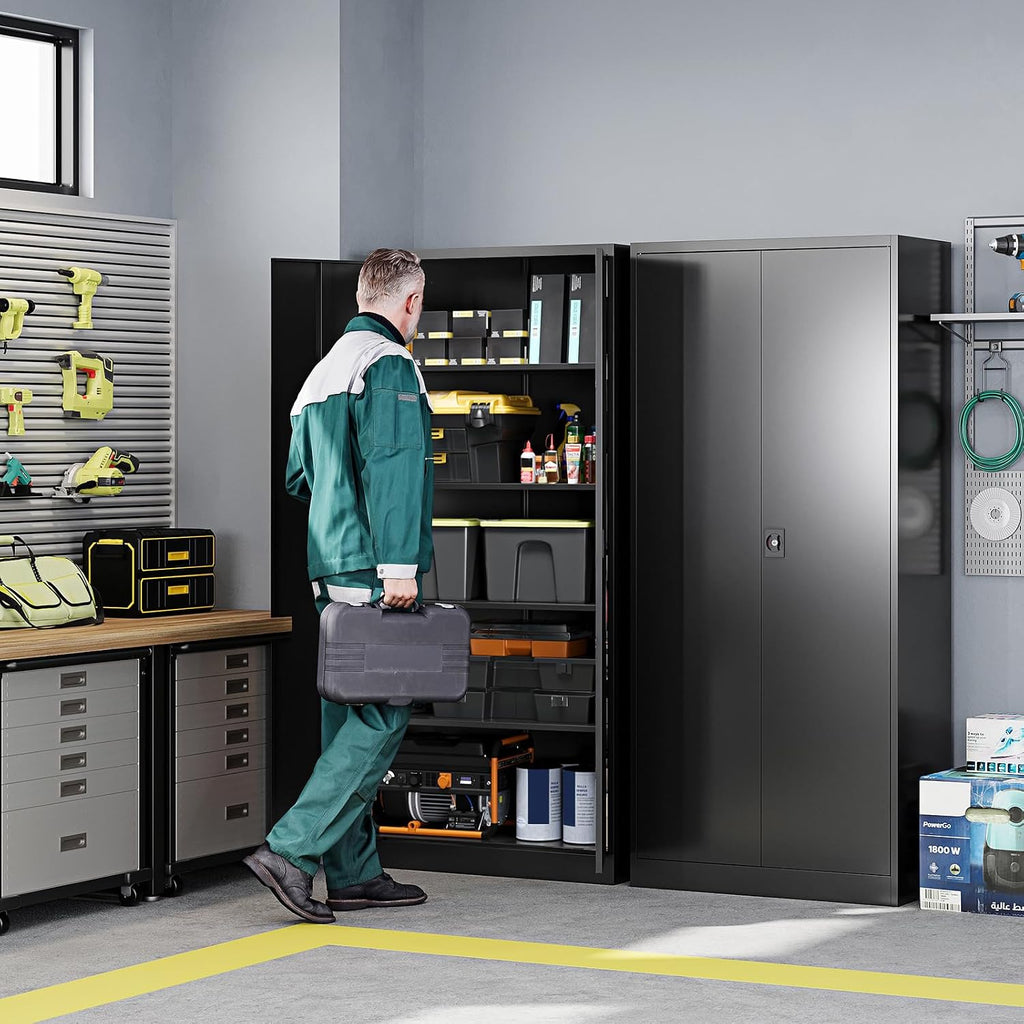 Metal Garage Storage Cabinets with Lock Door and Adjustable Shelves, Steel Tool Cabinets ,Warehouse Organisieren