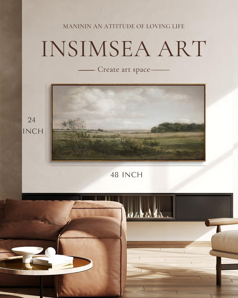 Extra Large Framed Vintage Wall Art, Living Room Country Farmhouse Decor, Wilderness Landscape Paintings, Canvas