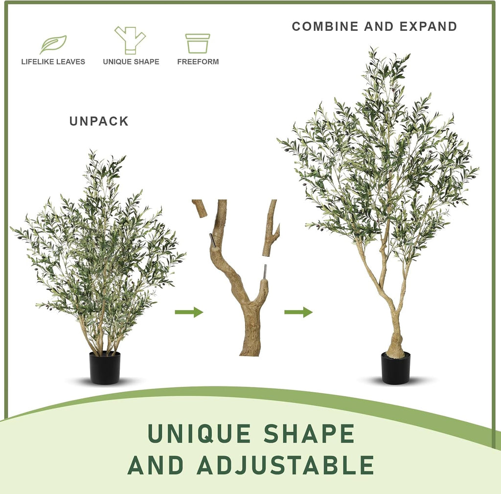 Olive Trees Artificial Indoor with Large Branches, Lifelike Fruits | Faux Olive Tree 7ft, Fake Olive Tree House