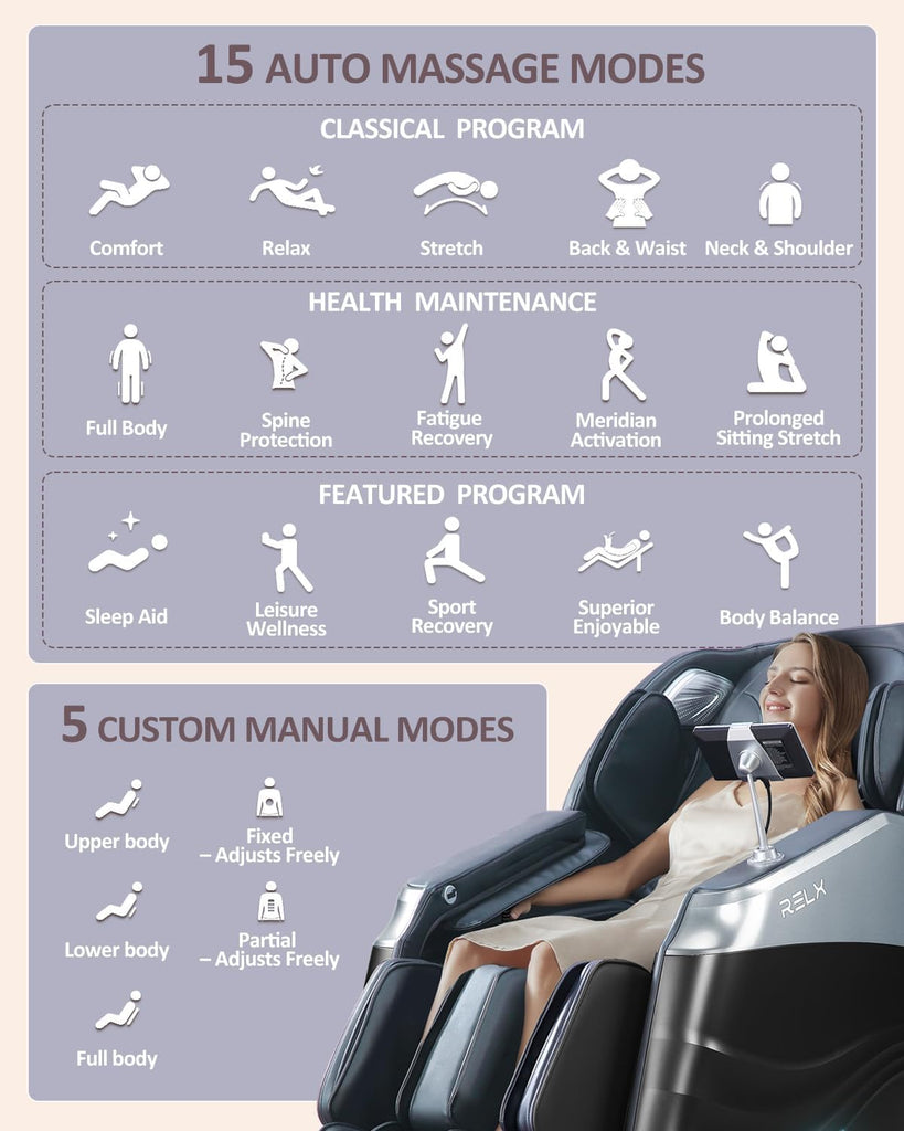 Massage Chair Full Body with Body Scan, Zero Gravity, SL-Track, Black | 20 Modes Shiatsu Massage Chair Built-in Heat