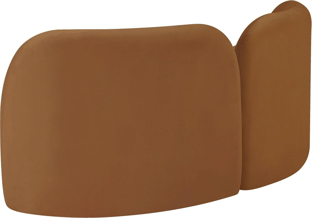 44002Saddle-L Daphne Collection Art Deco Loveseat with Rich Saddle Velvet Fabric, Solid Wood Ball Legs, Solid Wood