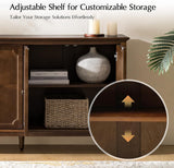 Mid-Century Modern Sideboard Cabinet, 4-Door Storage Buffet, 58" W x 15.75" D x 32.2" H, Adjustable Shelves