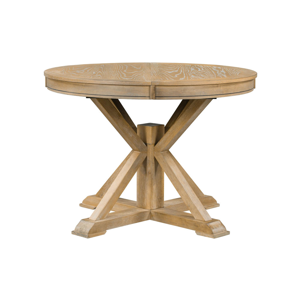 Extendable Dining Table, 42"-54" Length Retro Solid Wood Table with X-Shaped Base and Butterfly Leaf Kitchen, Natural