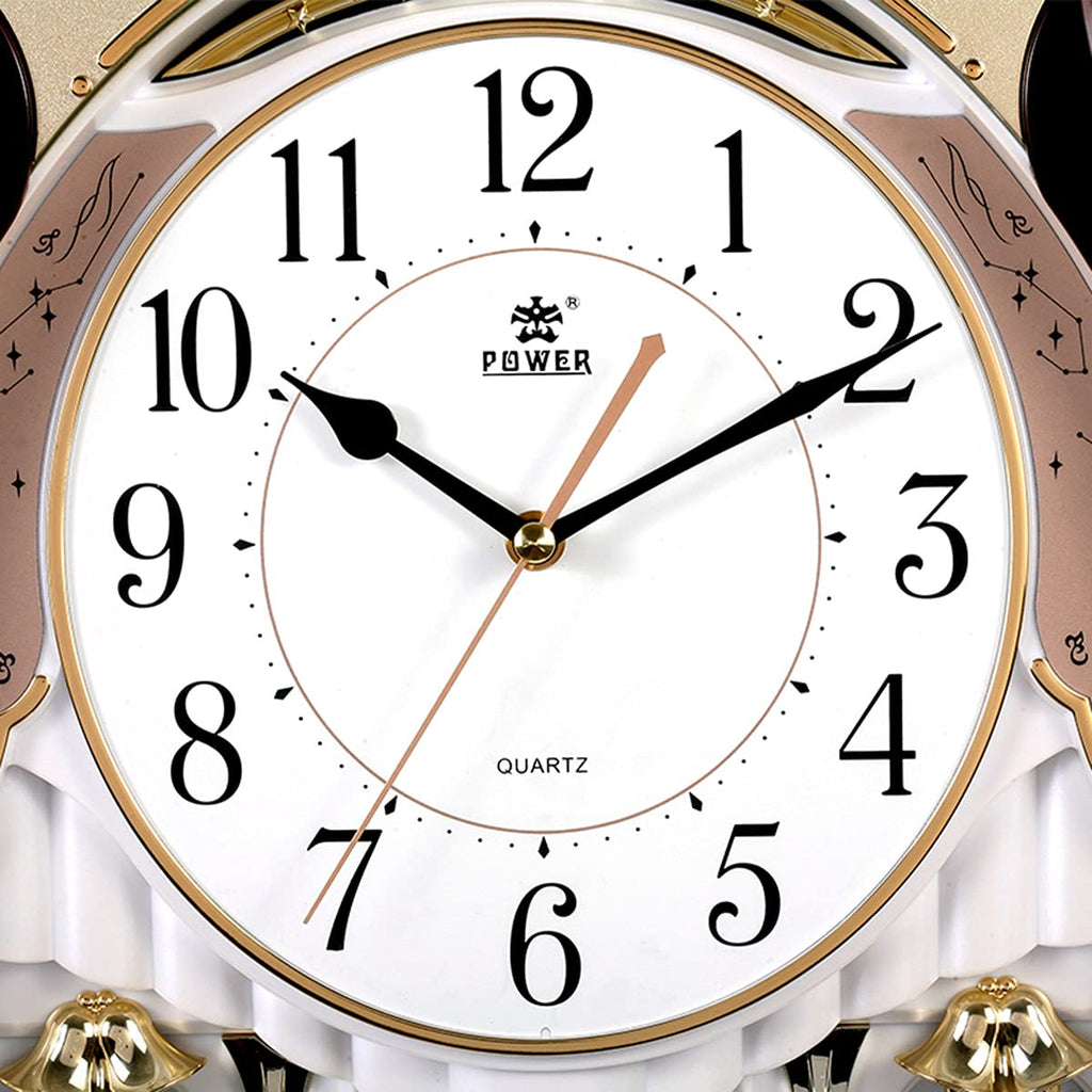 Musical Motion Wall Clock with Rotating Pendulum, Decorative Wall Clock with 18 Melodies.