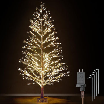 6FT Lighted Birch Tree with 1300 LED Lights, Twinkle Light Brown Christmas Tree with Timer IP44 Waterproof for Indoor