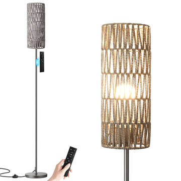 64'' Floor Lamps with Remote Control and Stepless Dimmable Colors Temperature & Brightness, Boho Grey Standing Lamp