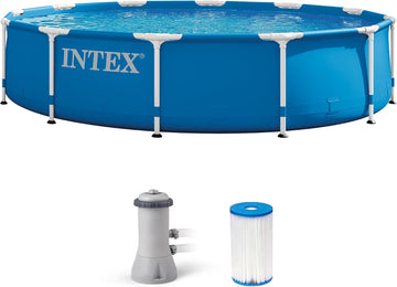 Metal Frame 12ft x 30in Round Above Ground Swimming Pool Set w/Pump | 28211EH - 530 GPH Cartridge Filter Pump and