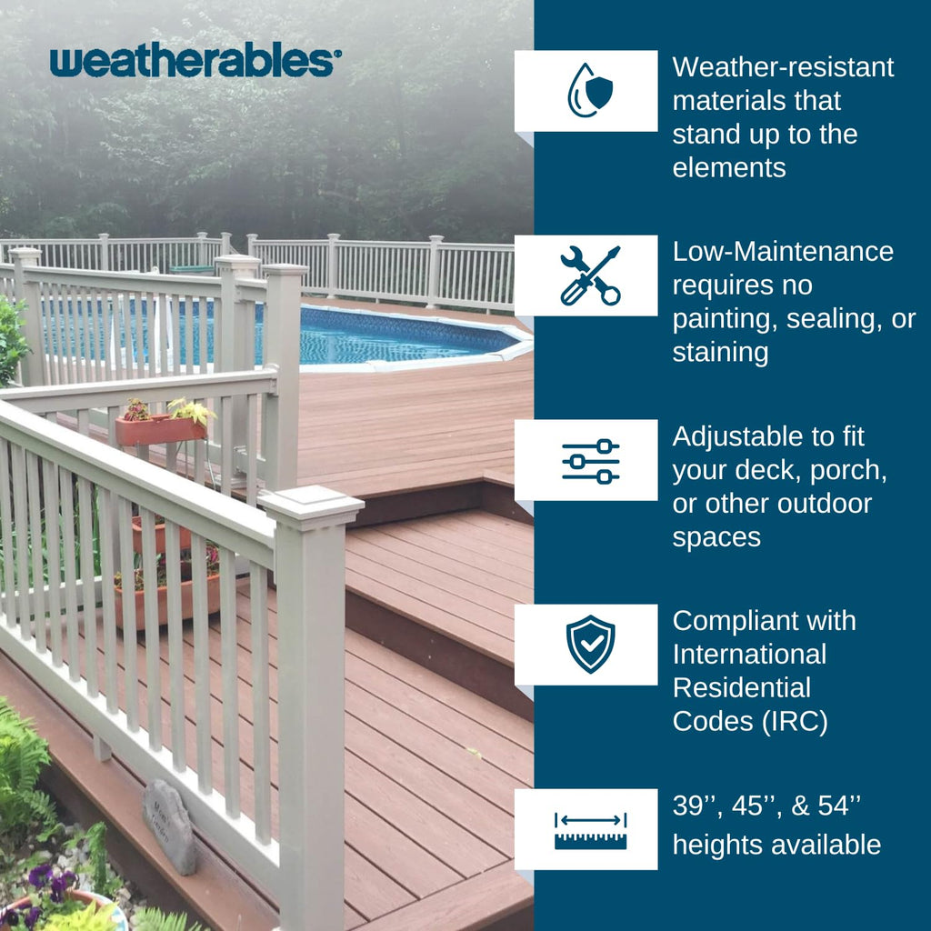 Vinyl Railing Posts, Vinyl Post Kit 4 in. x 4 in. x 39 in. (Tan)
