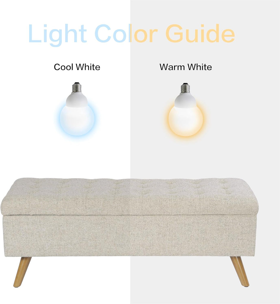 48" Modern Tufted Storage Bench - Textured Cream Fabric