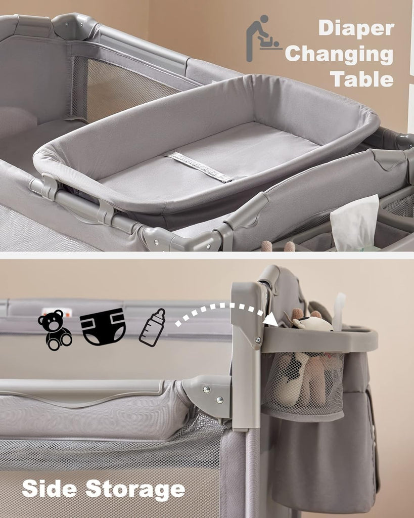 4 in 1 Baby Bassinet Bedside Sleeper, Baby Bedside Crib 4 Functions, Bedside Bassinet Crib Sleeper, Playard, Changing