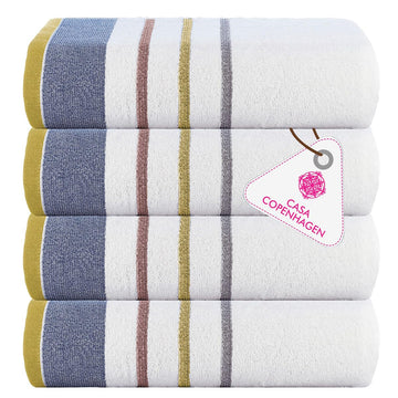 White Bay 4Pcs 100% Egyptian Cotton Large Designer Towels Gift Set- Grey - Charcoal, 600 GSM, 55"x27", 4Bath Towels