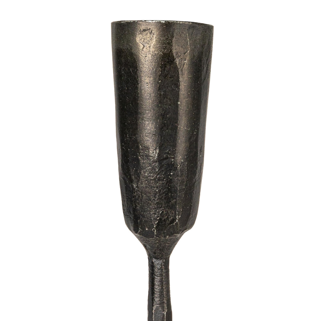 Tall Artisanal Metal Candelabra, Black