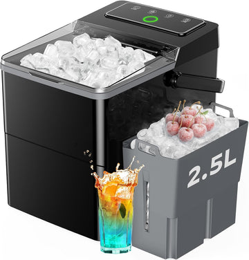 Ice Maker Countertop with Expandable 2.5L Ice Basket & 1.8L Water Tank, 9 Bullet Ice Cubes in 6 Mins, Portable Ice