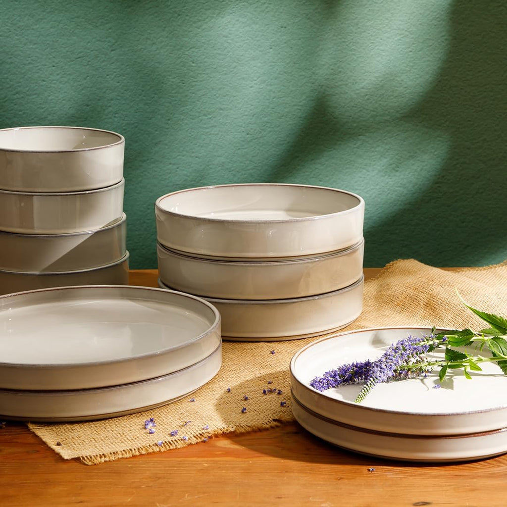 Two Time Oprah's Favorite Things Winner - Santorini Mist Double Bowl Terracotta Reactive Glaze Plates and Bowls