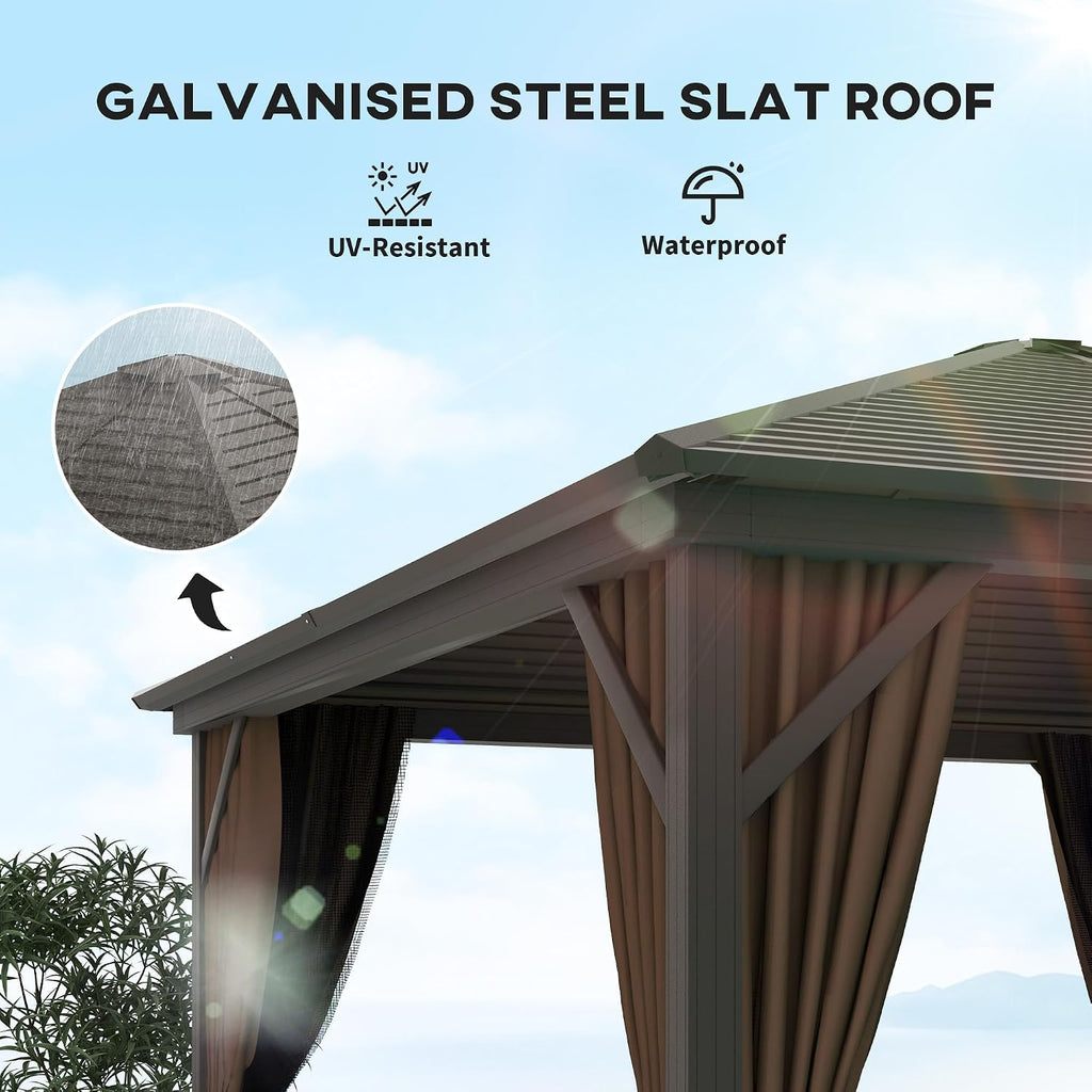 10' x 10' Hardtop Gazebo Canopy with Galvanized Steel Roof, Aluminum Frame