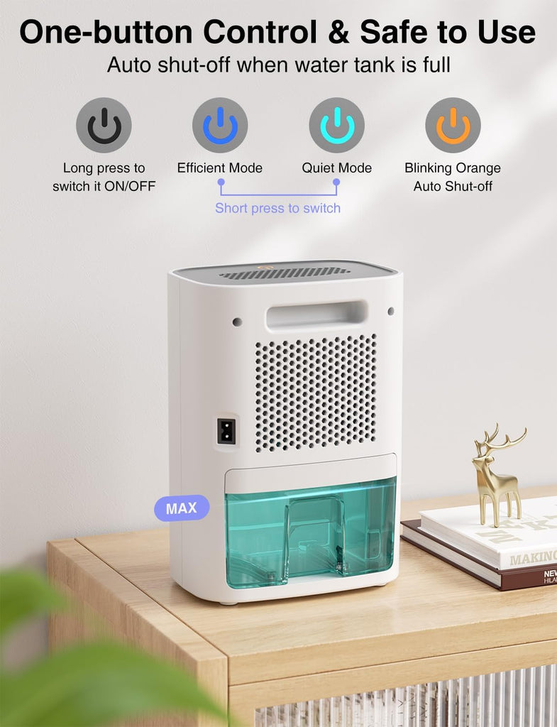 Small Dehumidifier for Home, 30oz Quiet Mini Dehumidifier for Bathroom, Bedroom & Closet