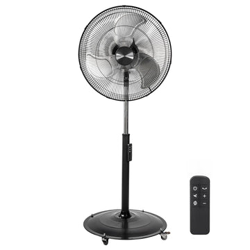18 Inch DC Motor Pedestal Fan, 4900 CFM High Velocity Oscillating Fan, Remote Control, Heavy-Duty Metal Standing Fan