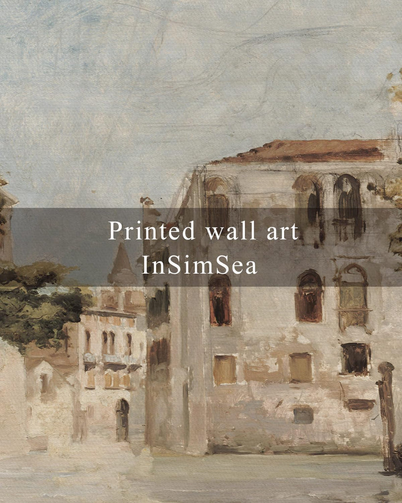 Framed Wall Art Classical Cityscape Artwork Wall Decorations View of Venice Canvas Prints Bathroom Pictures Farmhouse