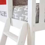 High Loft Bed, Twin Bed Frame for Kids With Bookcase and Desk, White