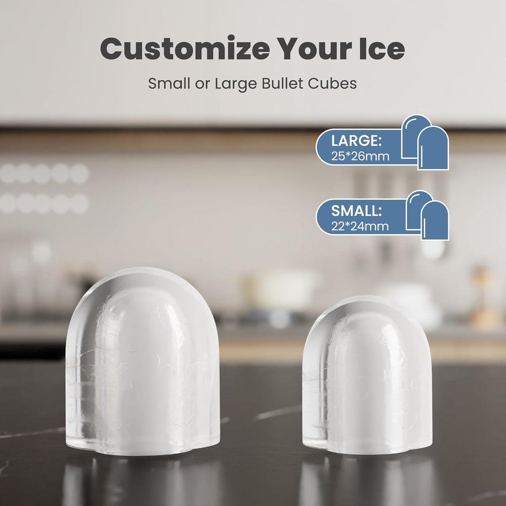 Countertop Ice Maker with Handle, 26lbs/24H Portable Ice Machine, 9 Bullet Ice Cubes Ready in 6 Mins, Self-Cleaning