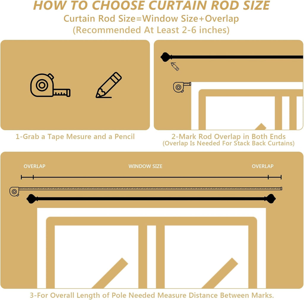 Ceramic Curtain Rods for Windows, 1 Inch Adjustable Telescoping Drapery Rod Heavy Duty Window Treatment