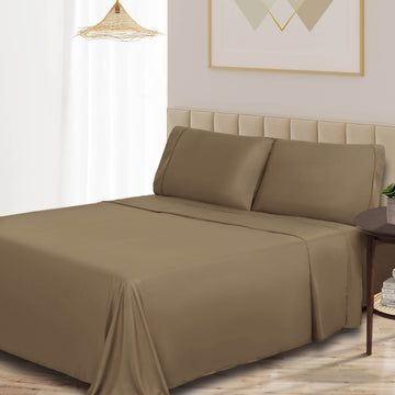 100% Rayon from Bamboo, Extremely comfortable, softer than cotton, King Bed Sheet Set, Solid, Taupe