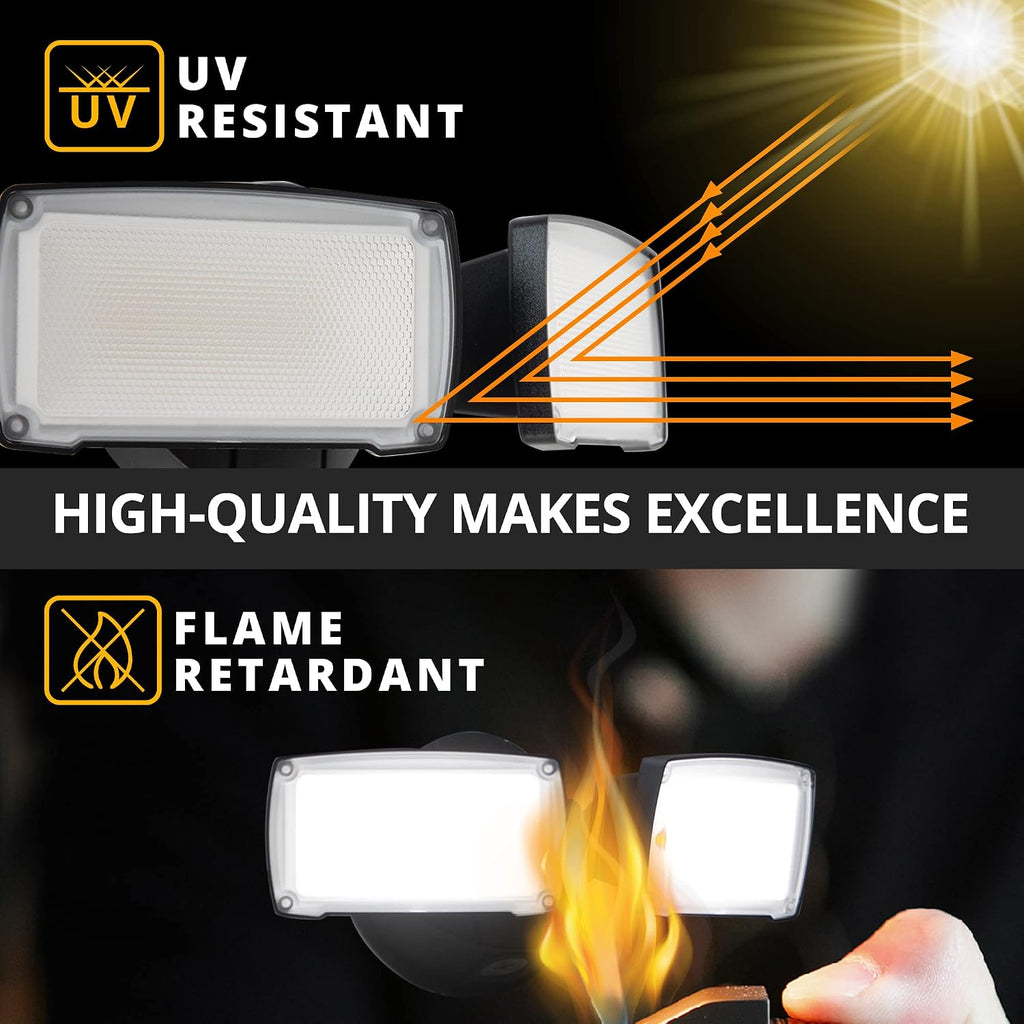 2-Pack 19W Dusk to Dawn LED Security Light Outdoor, 2 Adjustable Head, 2000LM, 5000K, IP65 Waterproof, Super Bright