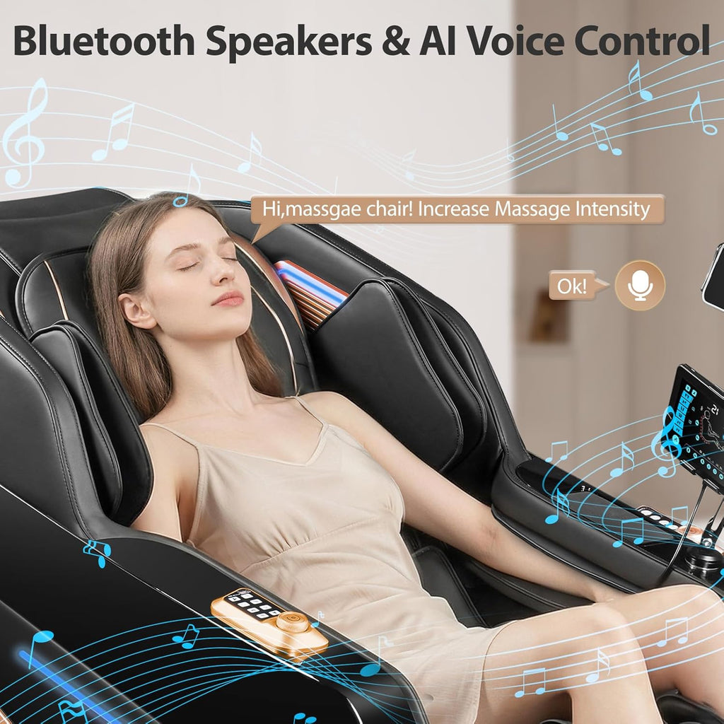 Massage Chair Full Body 4D Zero Gravity Massage Chair Recliner with 57.1" SL-Track Shiatsu Massage Lumbar Heat 40