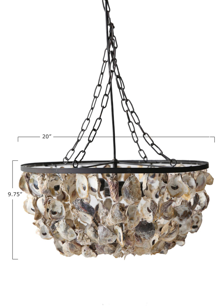 Round Oyster Shell Chandelier with 2 Lights