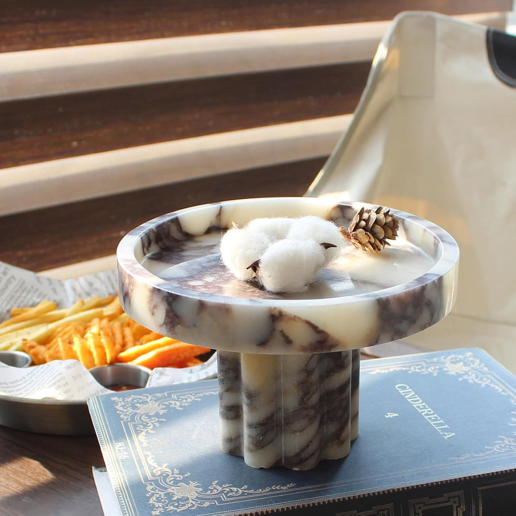 Natural Marble Tray with Legs, Vanity Decorative Tray for Countertop Organizer, Catchall Tray for Perfume, Candles