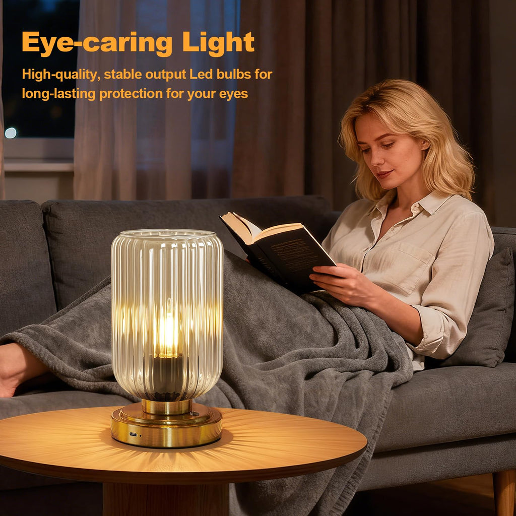 Cordless Table Lamp, Touch Stepless Dimmable
