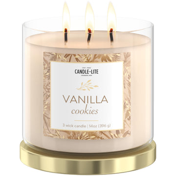 Holiday Scented Candles, Vanilla Cookie Fragrance, 14 oz 3-Wick Jar Candle, Proudly Poured in USA, Christmas Home