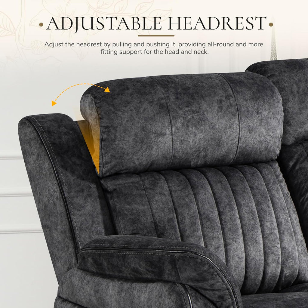 Power Reclining Sofa with Zero Gravity, Adjustable Headrest, Electric Reclining Couch with Wireless Charge, Outlets
