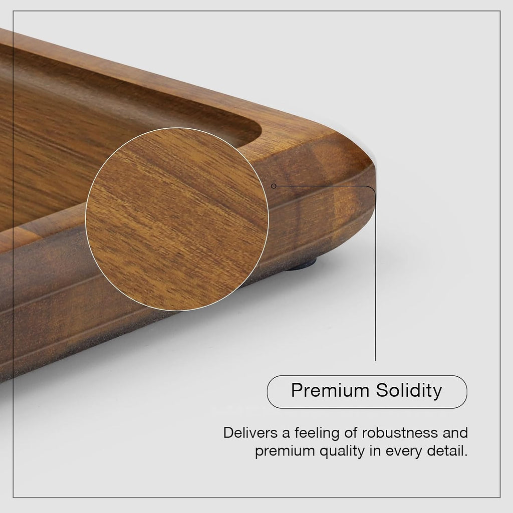 Acacia Wood Serving Tray 16x10 Charcuterie Board & Non-Slip Pads | Premium Acacia Wood Platter for Cheese, Meat &