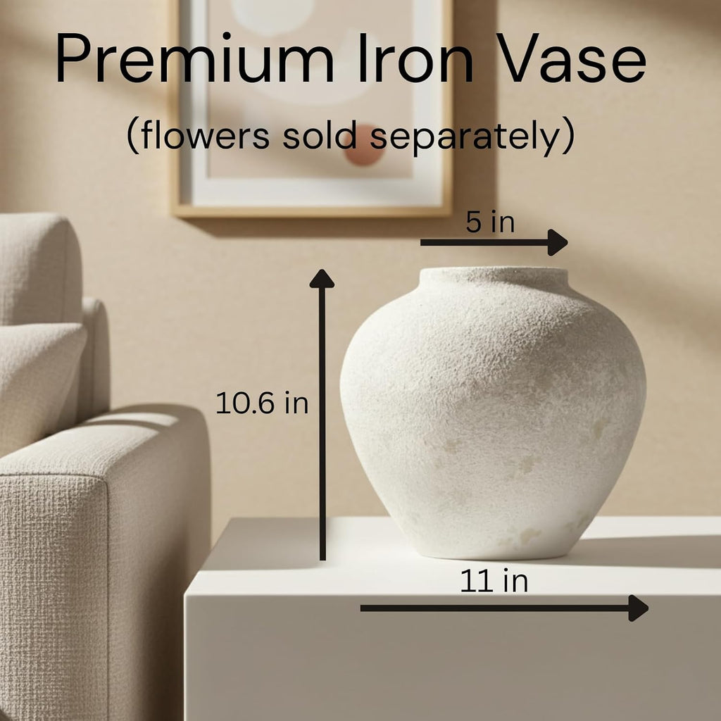 White Rustic Large Round Vase