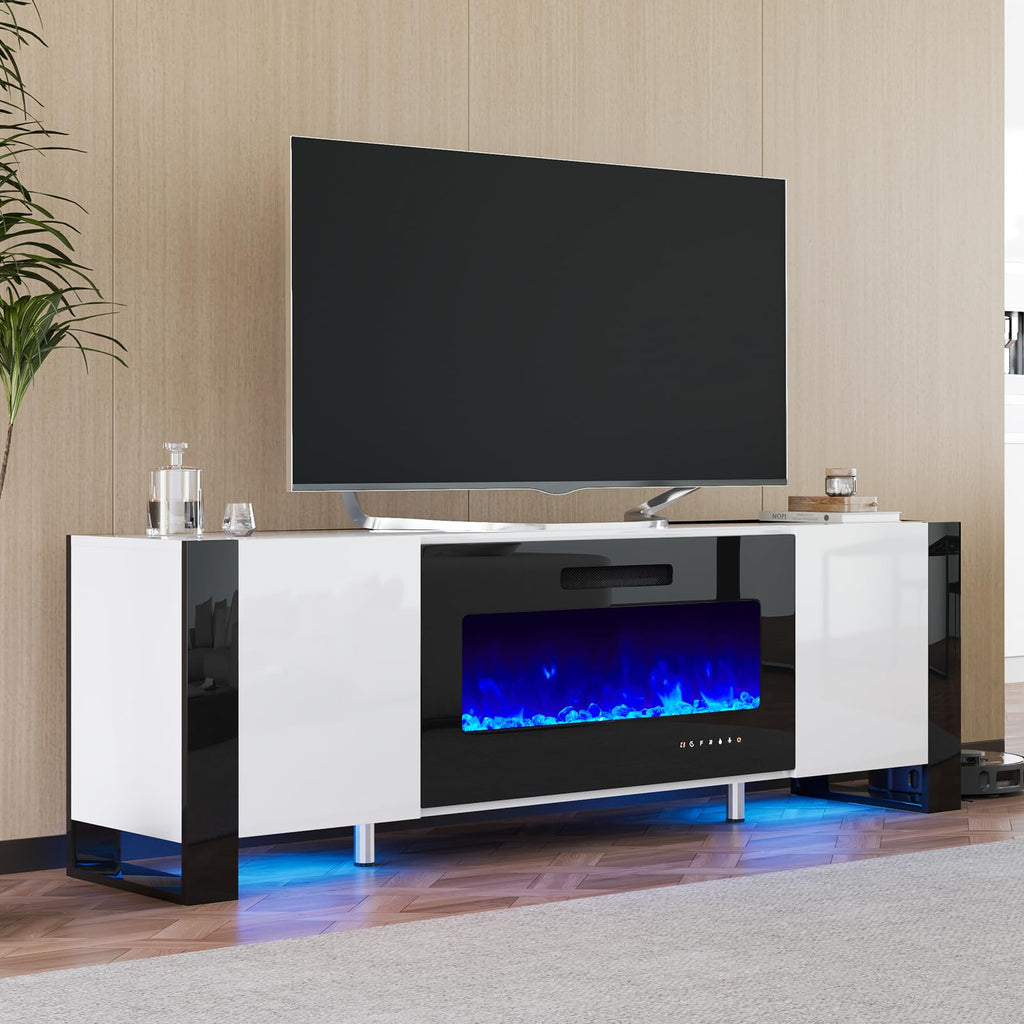 70" Modern with 36" Electric Fireplace