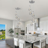 Raindrop Pendant Lights Kitchen Island Teardrop Chrome Hanging Light Fixtures Clear Solid Glass Pendant Light Modern Chandeliers for Dining Room Porch Corridor Living Room (5-Light) A121-B0CJF6N3LL