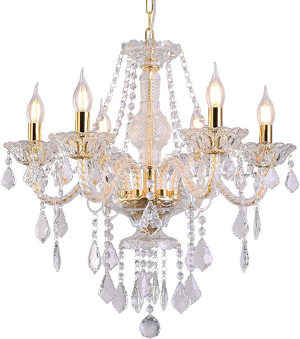 6-Light Adjustable Chain K9 Crystal Chandelier Modern Ceiling Pendant with E12 Base Clear Crystal Design for Dining Living and Bedroom A110-B0D5WCVLD2