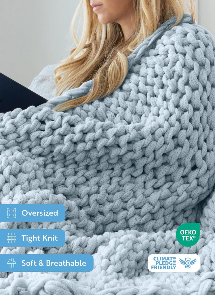 Beddings Oversized Chunky Knit Throw Blanket-100% Ultra-Soft Acrylic Hypoallergenic - 47'' x 59'' Cozy Home Accent