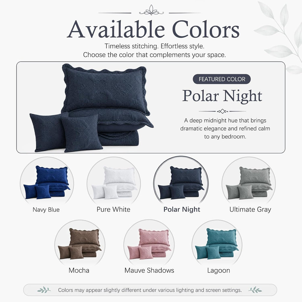 Oversized King Bedspread 128x120 Extra Wide, Stitched Damask Quilt Set King/Cal King, Lightweight Reversible