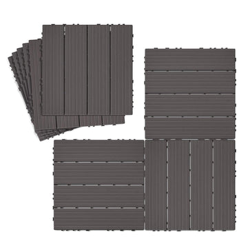 9 PCS Interlocking Deck Tiles, 12''X 12'' Plastic Patio Flooring Outdoor Waterproof Floor Deck Tiles for Balcony Porch