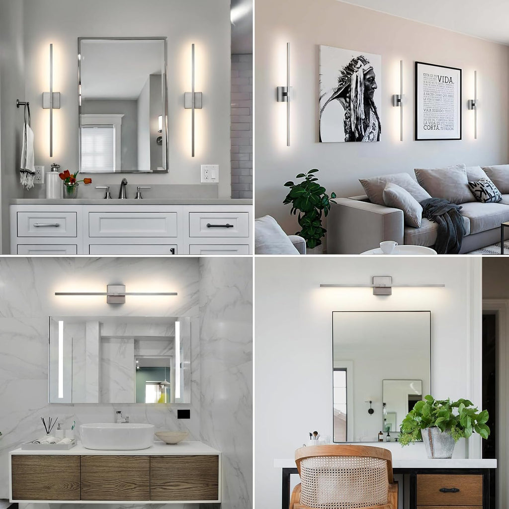 Bathroom Vanity Light Fixtures - 30inch Dimmable Brushed Nickel Bathroom Lights Over Mirror 18W LED Vanity Light Bar
