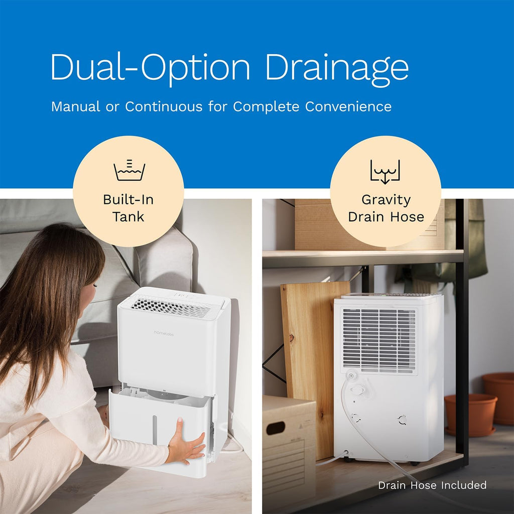 Dehumidifier 3,500 Sq Ft Wi-Fi (25 Pint MAX 64 Pint at 95°F, 90% RH) for Advanced Humidity & Moisture Control, Quiet