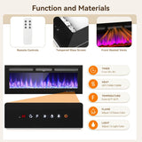 80 Inch Modern Fireplace TV Stand for Living Room, Entertainment Center with 50 Inch Electric Fireplace, Adjustable TV Console and 12-Color LED Lighting, Black