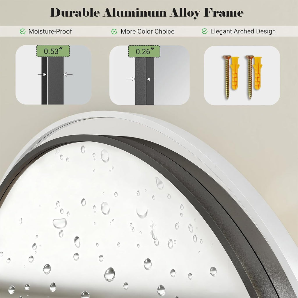 57" x 20" Arched Full Length Mirror - Wall Mounted/Floor Mirror Aluminum Alloy Frame Full Body Mirrors Living Room