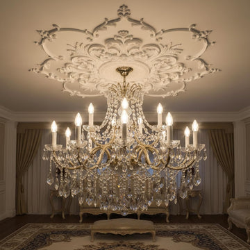 43.3'' Large PU Ceiling Medallion Combination Decorative 2.36'' ID French Style Chandelier Base Ceiling Medallion for Light Fixtures Victorian Rosette Light Covers for Chandeliers(Lovely)