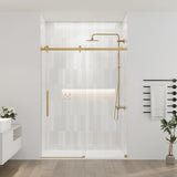 56-60.in W x 72.in H Frameless Shower Door, Water Repellent Gold Shower Door with SGCC Clear Tempered Glass