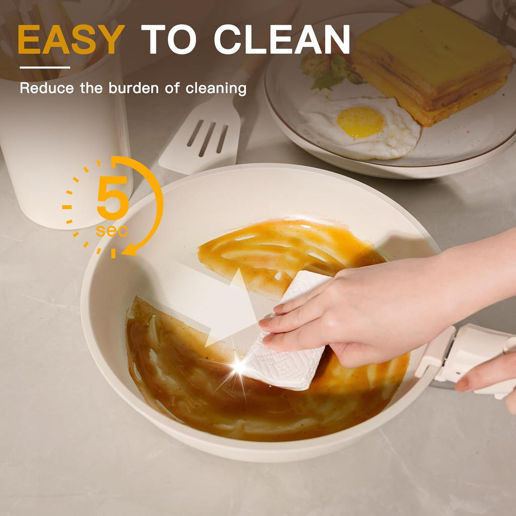 23 Pcs Pots and Pans Set Non Stick, Ceramic Cookware Set Detachable Handle, RV Kitchen Cooking Set Removable Handles